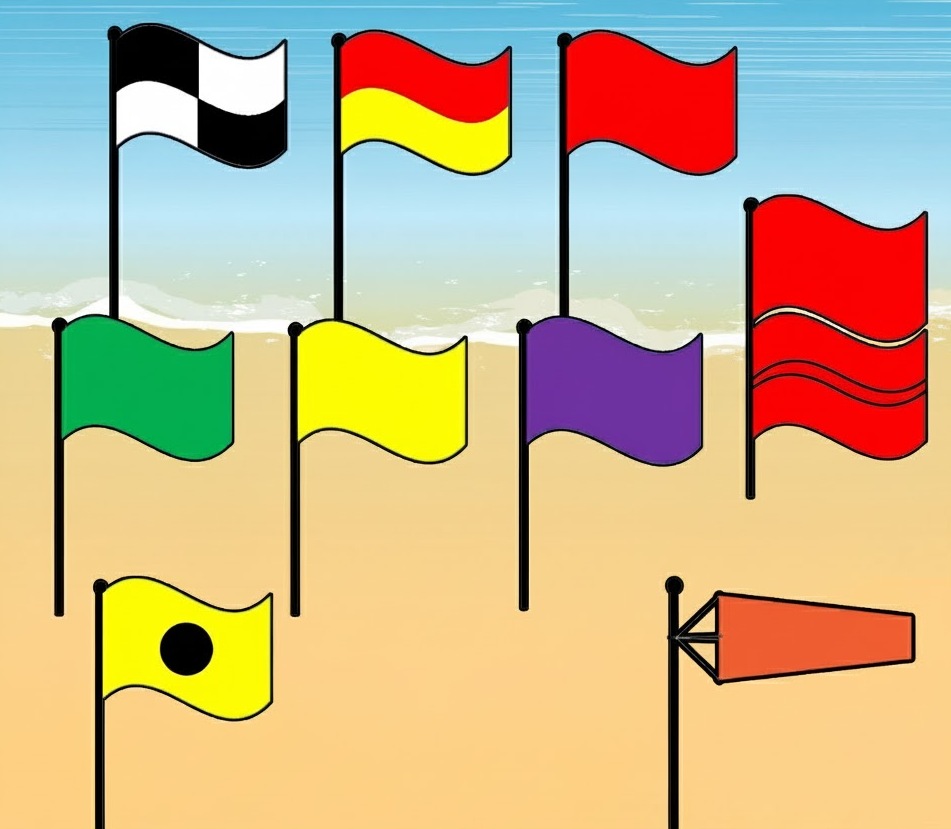Red and yellow flags marking a patrolled swim zone