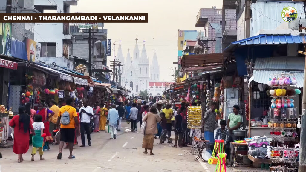 Evening light on Dansborg Fort and sea wall at Tharangambadi with waves