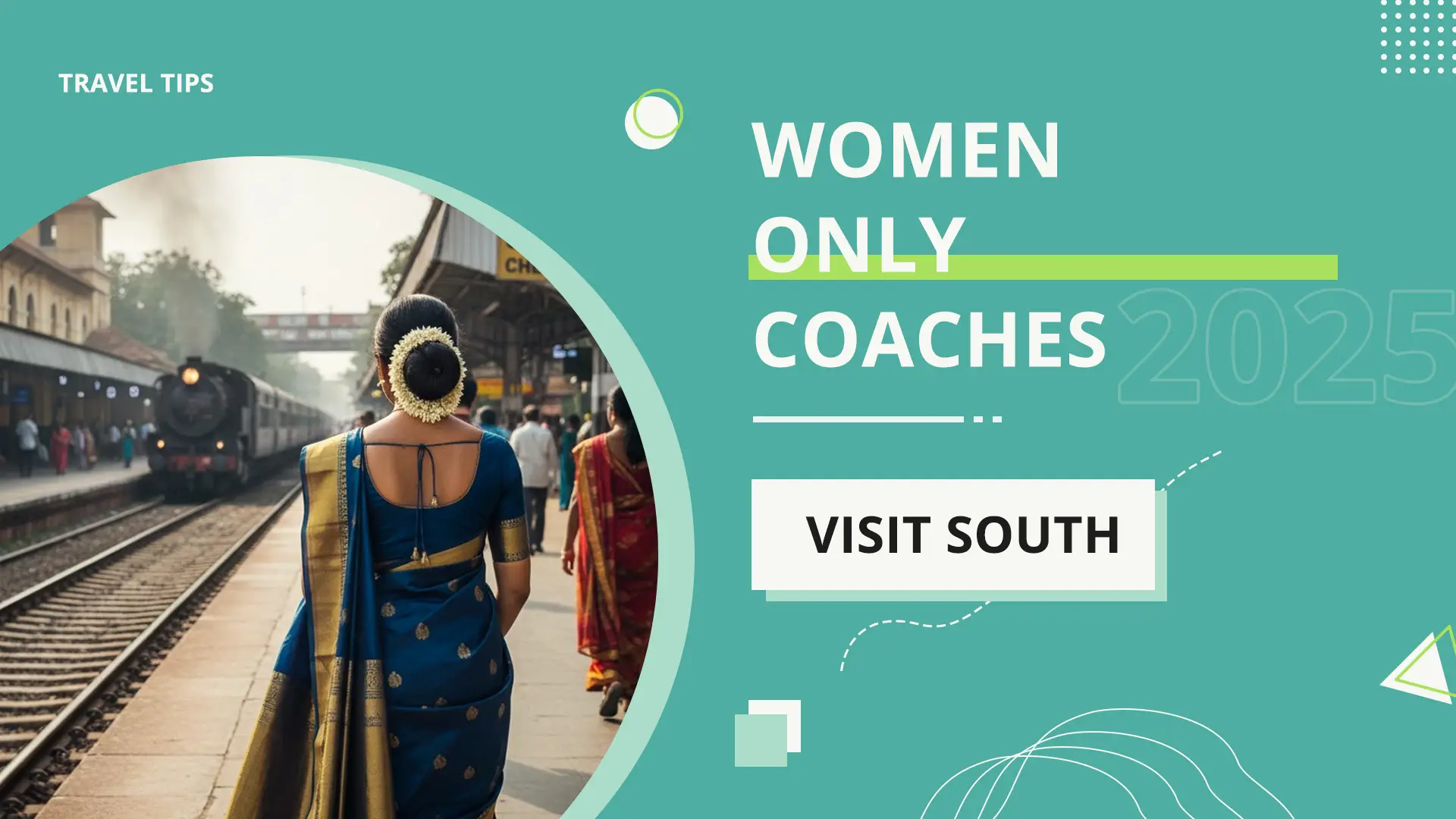 women‑only coach on an Indian suburban/MMTS train at a busy platform in the evening